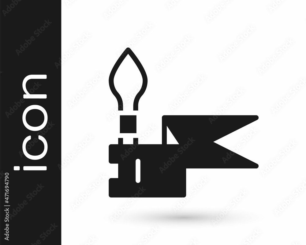 Black Medieval spear icon isolated on white background. Medieval weapon. Vector Black Medieval spear icon isolated on white background. Medieval weapon. Vector