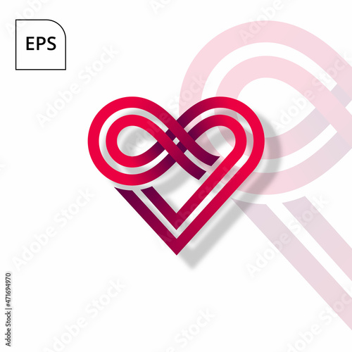 Logo design of a heart made from simple white lines.