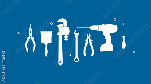 sfondo, icone, attrezzi, lavoro, manutenzione, bricolage