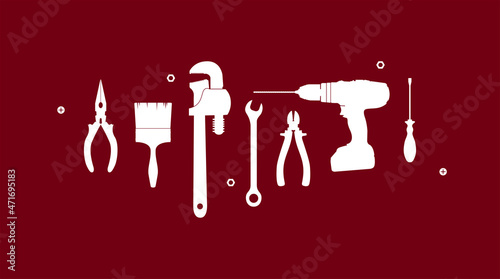 sfondo, icone, attrezzi, lavoro, manutenzione, bricolage