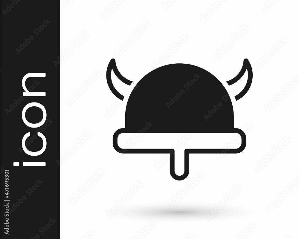 Black Viking in horned helmet icon isolated on white background. Vector Black Viking in horned helmet icon isolated on white background. Vector