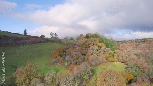 Autumn Colors over Dartmeet Car Park in Dartmoor Park from a drone photo