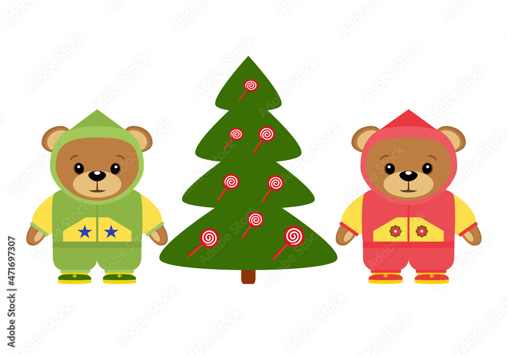 Toy bear, in a flat style. Isolated on white background vector illustration bear