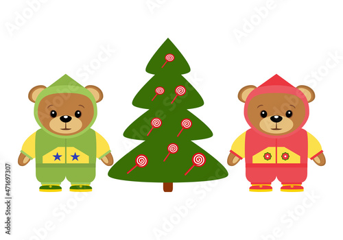 Toy bear  in a flat style. Isolated on white background vector illustration bear