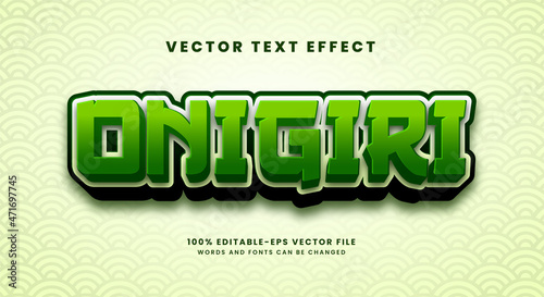 Onigiri 3D editable text effect. Suitable for food product needs.