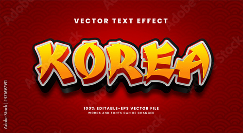 Korea 3D text effect, editable text style and suitable for celebrate asian events