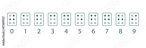 Braille numbers. Tactile writing system used by people who visually impaired. Vector illustration 
