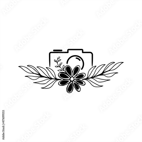 Botanical photography logo, Flowers photography logo vector, watercolor photography