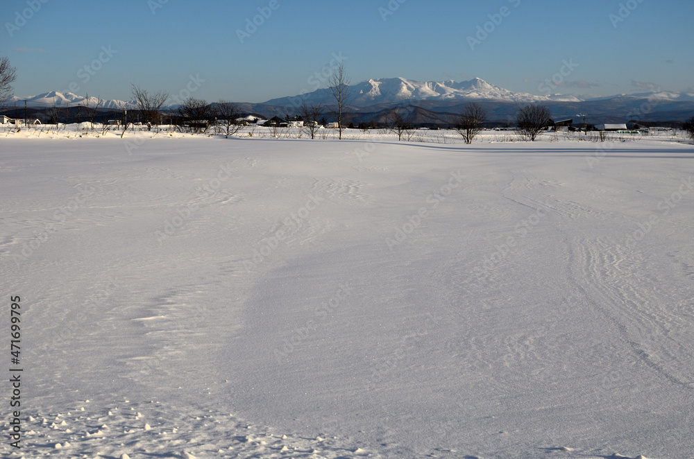 大雪山と雪原