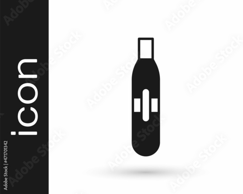 Black Electronic cigarette icon isolated on white background. Vape smoking tool. Vaporizer Device. Vector