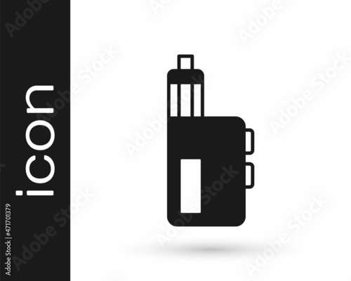 Black Vape mod device icon isolated on white background. Vape smoking tool. Vaporizer Device. Vector