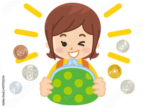 がま口財布を持った主婦