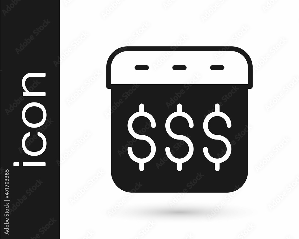 Black Payday, calendar with dollar icon isolated on white background. Vector Black Payday, calendar with dollar icon isolated on white background. Vector