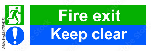 Fire exit keep clear of obstructions sign