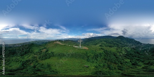 360 panorama cross on the mountain