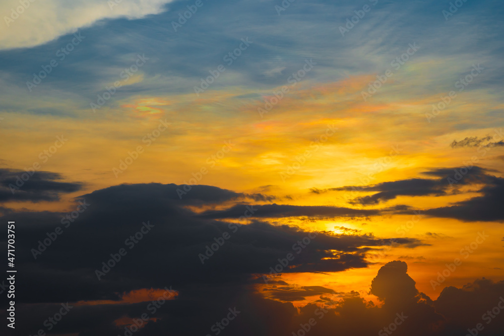 evening sky with colorful clouds in the sunset	
