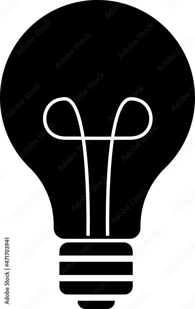 Light bulb icon, black silhouette. Highlighted on a white background. Vector illustration. A series of business icons. Light bulb icon, black silhouette. Highlighted on a white background. Vector illustration. A series of business icons.