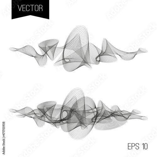 Abstract geometry element of many lines isolated on white background. Creative vector line art.