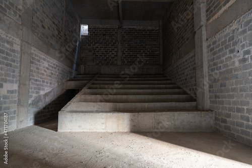 Unfinished rough room of indoor cinema