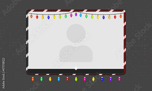 Christmas Facecam or webcam overlay design with colorful Christmas lights