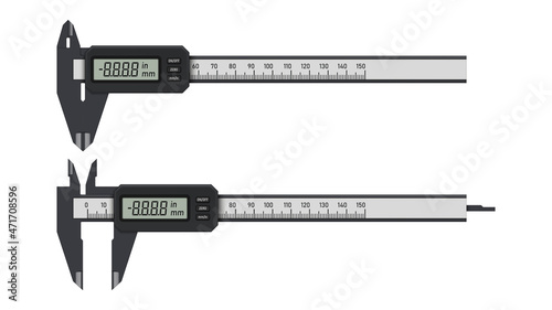 Digital caliper on a white background. Universal measuring device. Vector illustration. photo