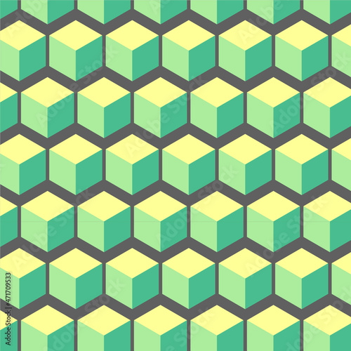 Coube or box colorful pattern. Geometrical, modern , seamless. Paper product design. Box decoration. Hexagons texture