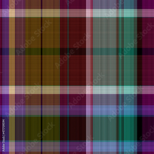 Seamless madras patchwork plaid cotton pattern. Tileable quilting fabric effect linen check background.  photo