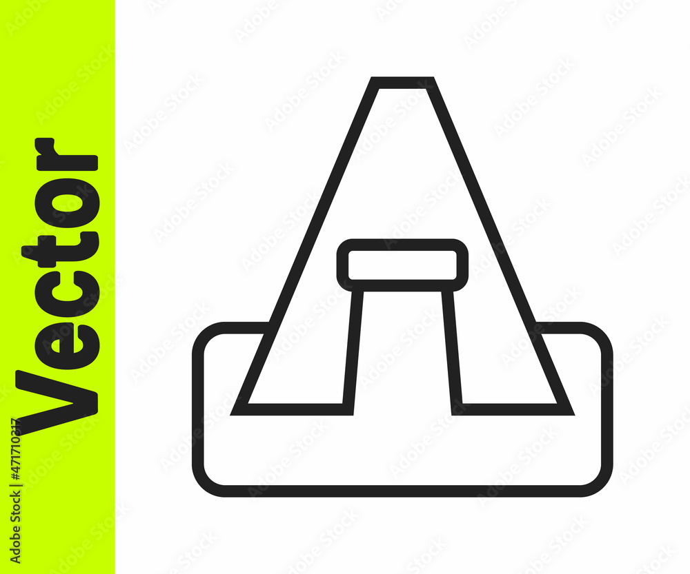 Black line Tourist tent icon isolated on white background. Camping symbol. Vector Black line Tourist tent icon isolated on white background. Camping symbol. Vector