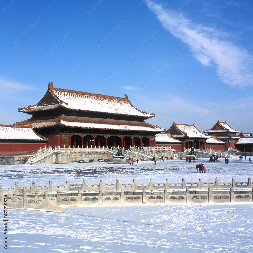 China, Peking, Kaiserpalast, Tor der Höchsten Harmonie, Tai he Men im Schnee China, Peking, Kaiserpalast, Tor der Höchsten Harmonie, Tai he Men im Schnee