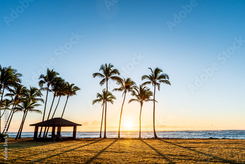 Sunset at a beautiful beack on the hawaiian island of Kauai © Felix