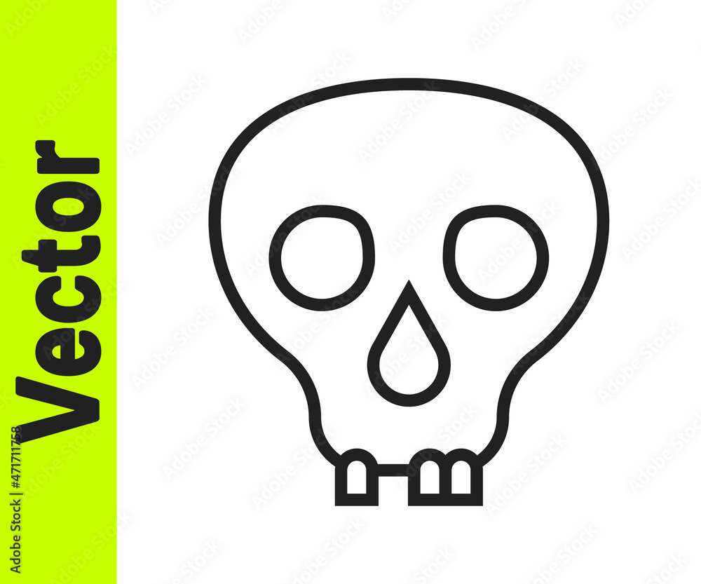 Black line Skull icon isolated on white background. Happy Halloween party. Vector Black line Skull icon isolated on white background. Happy Halloween party. Vector