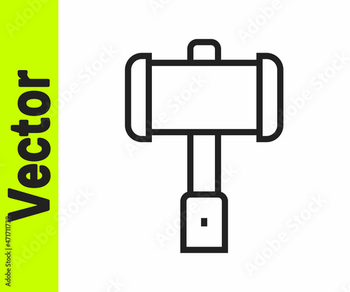 Black line Medieval battle hammer icon isolated on white background. Vector