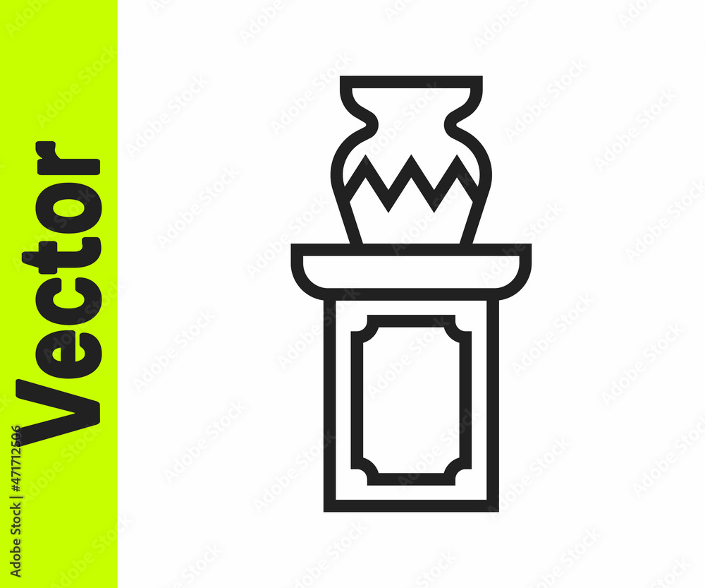 Black line Auction ancient vase icon isolated on white background. Auction bidding. Sale and buyers. Vector