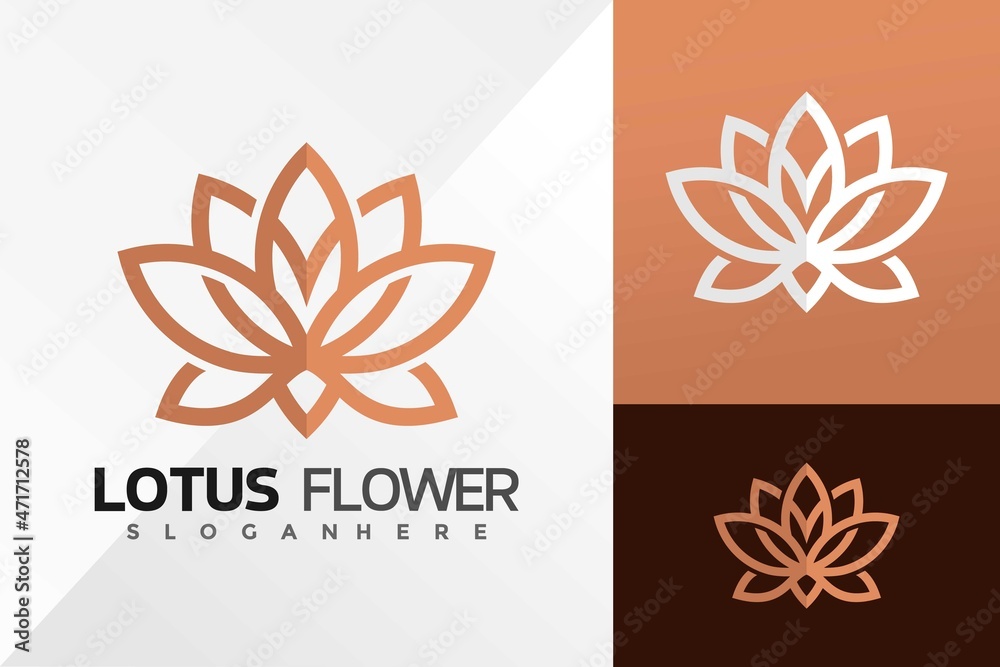 Letter M Lotus Flower Logo Design Vector illustration template Stock ...