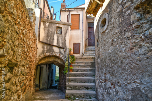 Fototapeta Naklejka Na Ścianę i Meble -  A narrow street in Castelcivita, a small village of the province of Salerno, Italy.