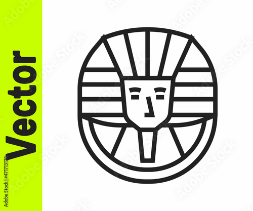Black line Egyptian pharaoh icon isolated on white background. Vector