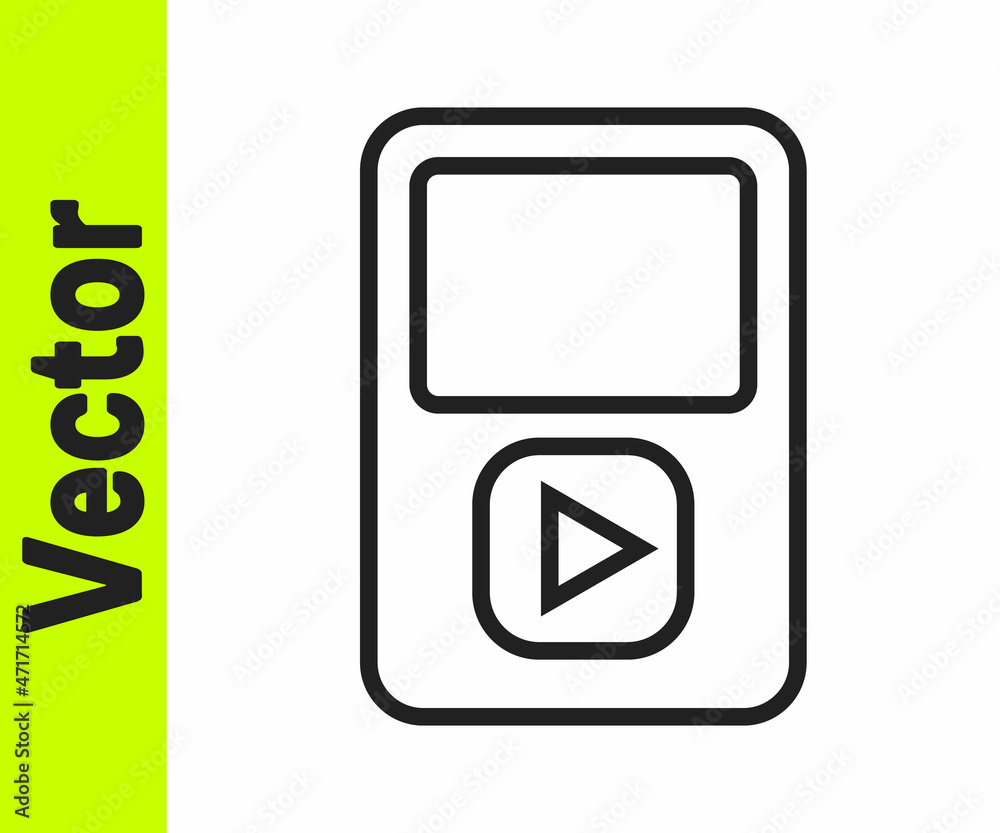 Black line Music player icon isolated on white background. Portable music device. Vector Black line Music player icon isolated on white background. Portable music device. Vector