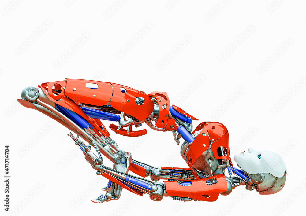 cyborg girl doing yoga pode two cyborg girl doing yoga pode two