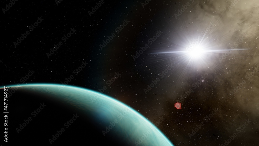 planet suitable for colonization, earth-like planet in far space, planets background 3d render