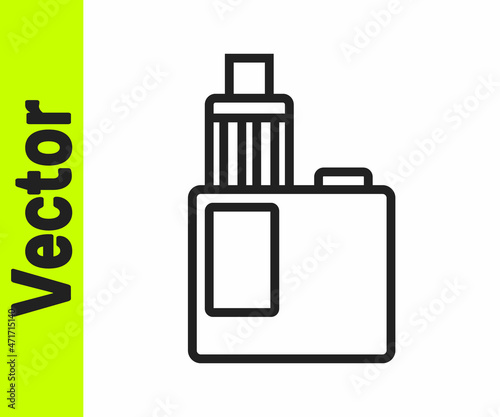 Black line Vape mod device icon isolated on white background. Vape smoking tool. Vaporizer Device. Vector