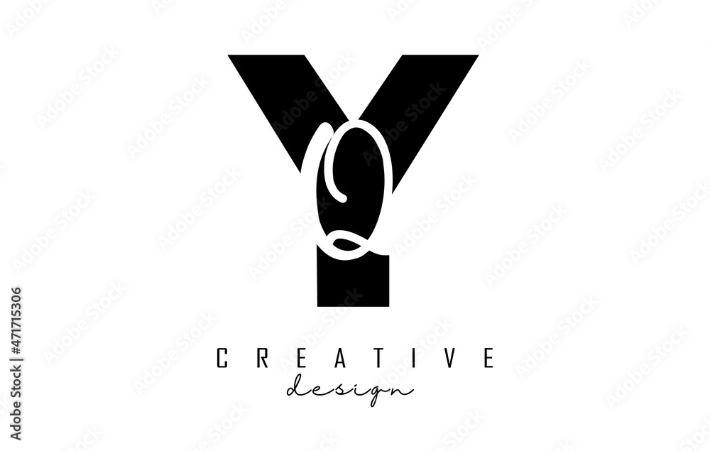 Letters YQ logo with a minimalist design. Letters Y and q with geometric and handwritten typography. Creative Vector Illustration with letters. Letters YQ logo with a minimalist design. Letters Y and q with geometric and handwritten typography. Creative Vector Illustration with letters.