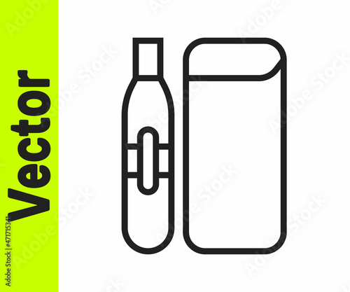 Black line Electronic cigarette icon isolated on white background. Vape smoking tool. Vaporizer Device. Vector