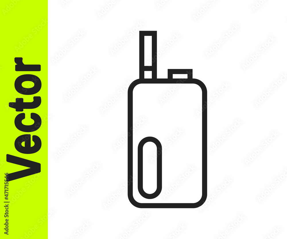 Black line Electronic cigarette icon isolated on white background. Vape smoking tool. Vaporizer Device. Vector Black line Electronic cigarette icon isolated on white background. Vape smoking tool. Vaporizer Device. Vector
