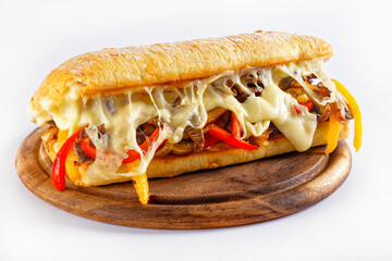 Sierkussen Snackbar Philly cheesesteak met gesmolten kaas  © myviewpoint