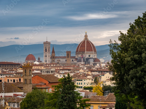 Beautiful Florence Italy view with clouds