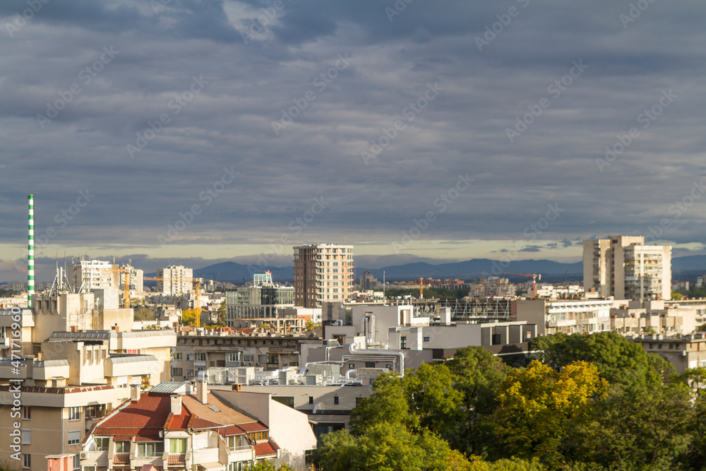 Panoramica, vista, paisaje, panoramic, view, landscape o skyline en la ciudad de Plovdiv, pais de Bulgaria