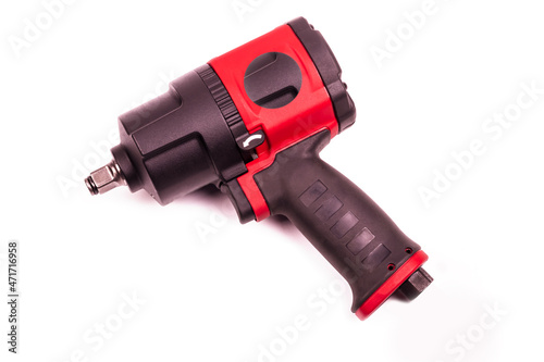 tools, impact pneumatics for unscrewing nuts in the car. on a white background. the color is red