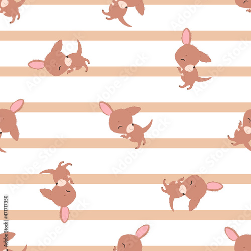 Cute little kangaroo seamless pattern for kids fabric, wallpaper and many more