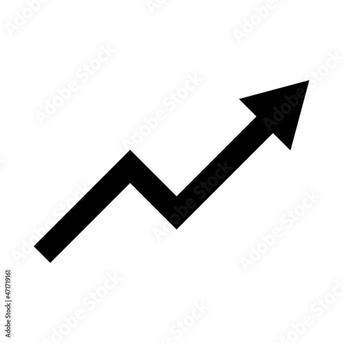 Icon with black arrow rising up. Finance growth vector. Data growth arrow.