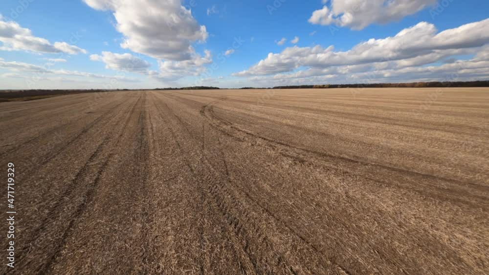 Beautiful flight on fpv drone over the field Beautiful flight on fpv drone over the field